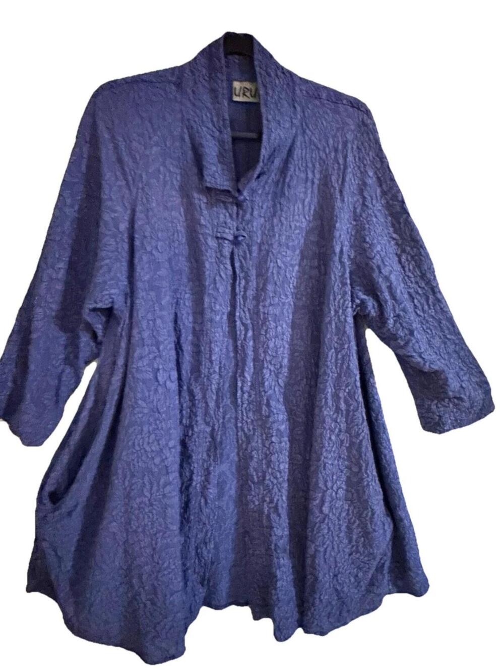 URU 90’s  Purple Kimono Wizard Witch  Cloak  Silk Floral Textured Jaquard M-XL